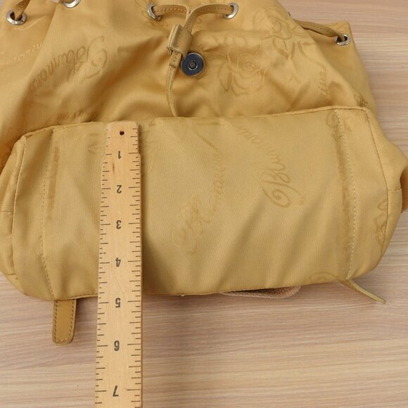 Beige Leather Nylon Backpack MEDIUM Light Italian Luxury Rose ITALY BLUMARINE - Picture 9 of 16